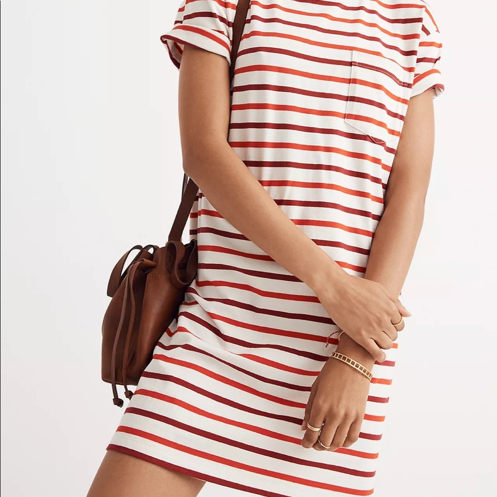 Madewell Pocket Tee Dress in Pablo Stripe Medium